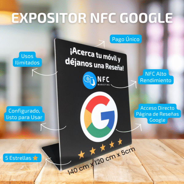 Expositor NFC Reseñas Google