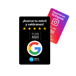 Tarjeta NFC Personalizada Ideal, aparece la tarjeta para reseñas, como para Instagram
