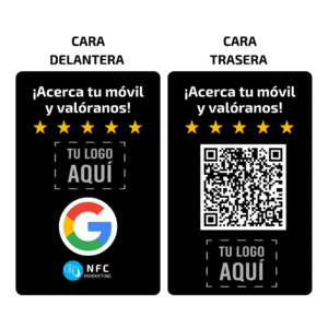 Tarjetas NFC Y QR personalizadas, modelo de ambas caras